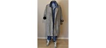 Manteau vintage L overside loose laine tweed chevron 