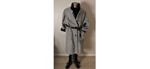 Manteau vintage L overside loose laine tweed chevron 