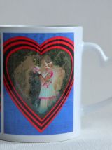 Mug chats amoureux, chats rétro.  Artisanat local.