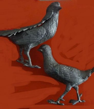COUPLE D'OISEAUX EN ZING 