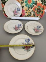 4 assiettes porcelaines fleuris vintage 