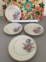 4 assiettes porcelaines fleuris vintage 