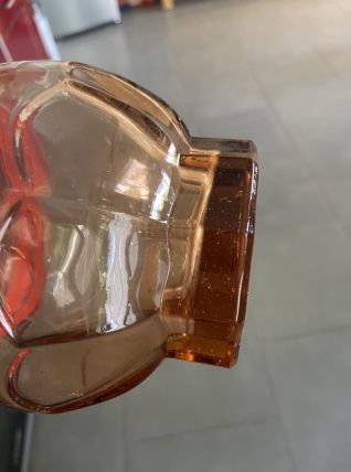 Carafe vintage rose liseré rouge 
