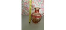 Carafe vintage rose liseré rouge 