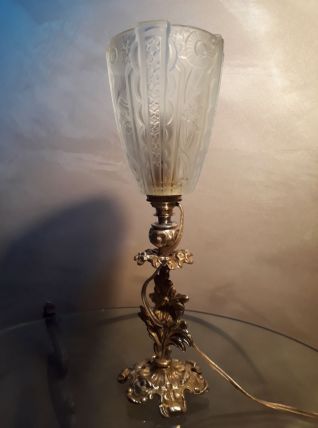LAMPE bronze  ART  NOUVEAU TULIPE  pressé du style  MULLER D