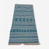 Tapis kilim bleu et blanc fait main en pure laine 