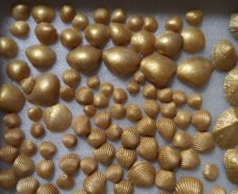 Lot véritables coquillages dorés déco Noël NEUFS 