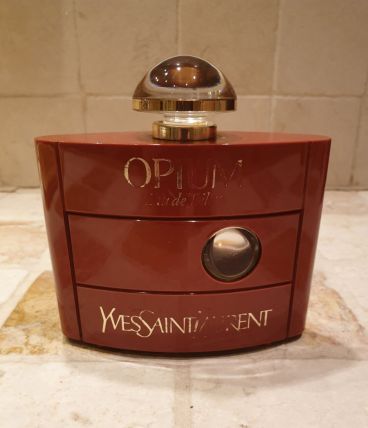 Flacon vide Opium YSL années 80 bouchon verre parfait état