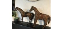 2 grandes statuettes chevaux en bois