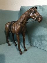 2 grandes statuettes chevaux en bois