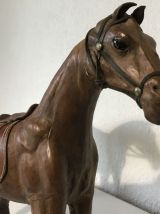 2 grandes statuettes chevaux en bois