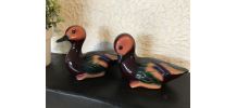 2 statuettes de canards en résine