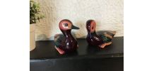 2 statuettes de canards en résine