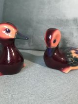 2 statuettes de canards en résine