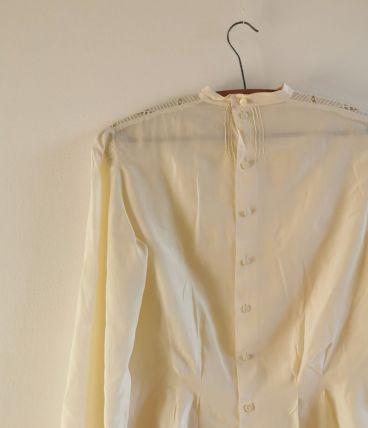 Chemisier ancien fait main  fine soie et dentelle taille 40