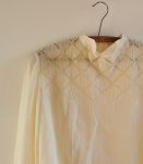 Chemisier ancien fait main  fine soie et dentelle taille 40