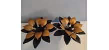 appliques feuilles en métal noir et doré