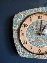 Horloge vintage, pendule murale "Plumes de Paon"