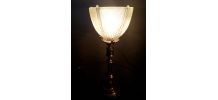 LAMPE  CALICE 1930  LAITON  tulipe verre moulé tres épaise  