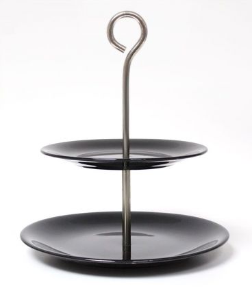 Assiette de service vintage à 2 niveaux en noire, comme neuf