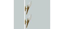 PAIRE D'APPLIQUES EN LAITON ET VERRES