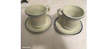 Paire de Tasse brûlot en porcelaine épaisse avec soucoupe - 