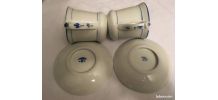 Paire de Tasse brûlot en porcelaine épaisse avec soucoupe - 