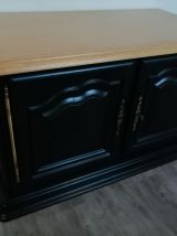 Meuble TV Restylé Noir/Bois Naturel