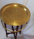 Sellette Marocaine en cuivre jaune/Blanc - Table à thé