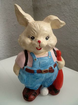Tirelire  lapin  en ceramique  peint