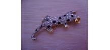 Broche léopard vintage strass et hématites