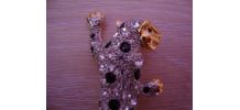 Broche léopard vintage strass et hématites