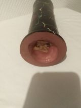 Vase en bambou Vintage peint Art-deco