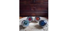 Lot de 4 spots/appliqués boule en métal chromé Années 70