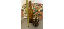 Carafe à huile en verre ambré année 70