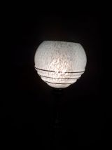 lampe bronze art deco  1930  globe clichy  bleu moucheter bl