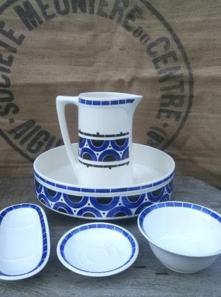Ensemble de toilette ancien en faïence - K&amp;G Luneville 