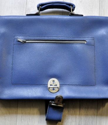cartable cuir bleu pour cadre vélo homme
