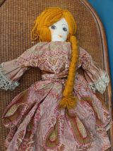 ANCIENNE GRANDE POUPÉE DE CHIFFON DE SALON ANNÉE 60-70