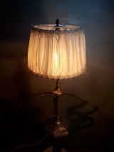 grande lampe bronze  argenté 1900 art nouveau  avec son abat
