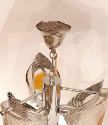 Lustre chromé avec verre murano 