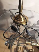 grande lampe laiton et bois 1970 très élégante 60x35cm  mise
