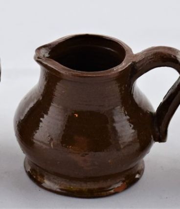 Lot de 3 pots à crème poterie brune