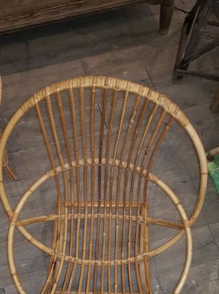 Paire de fauteuils en rotin années 70