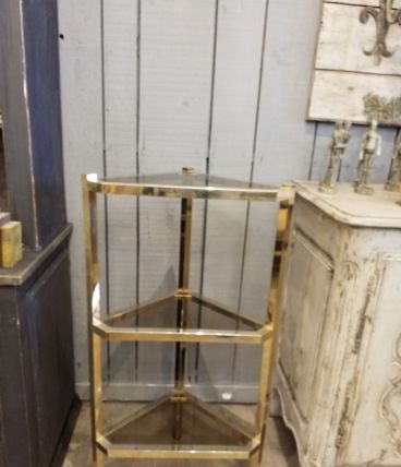 Console en laiton et verre, années 70