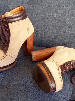 BOTTINES ESPRIT VINTAGE CUIR ET DAIM