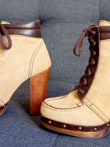 BOTTINES ESPRIT VINTAGE CUIR ET DAIM