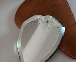 Miroir à main Vintage, pochette cuir année 30/40