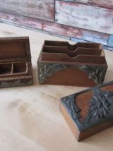 2 Petites boites en bois et métal art déco 1930