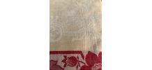 Nappe  et 12  serviettes brocard  blanc cassé motif floral